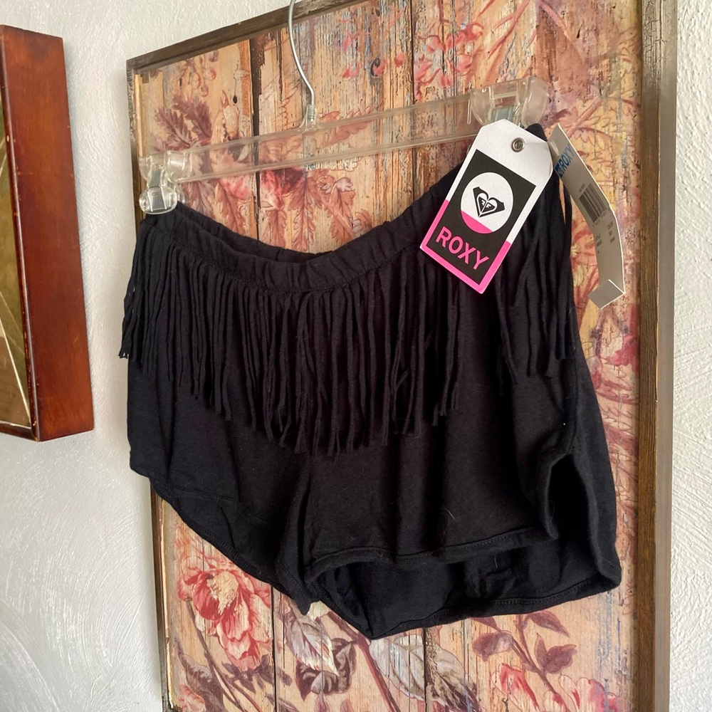 ROXY SURF BOHO FRINGE LOUNGE SHORTS BLACK - Picture 12 of 13